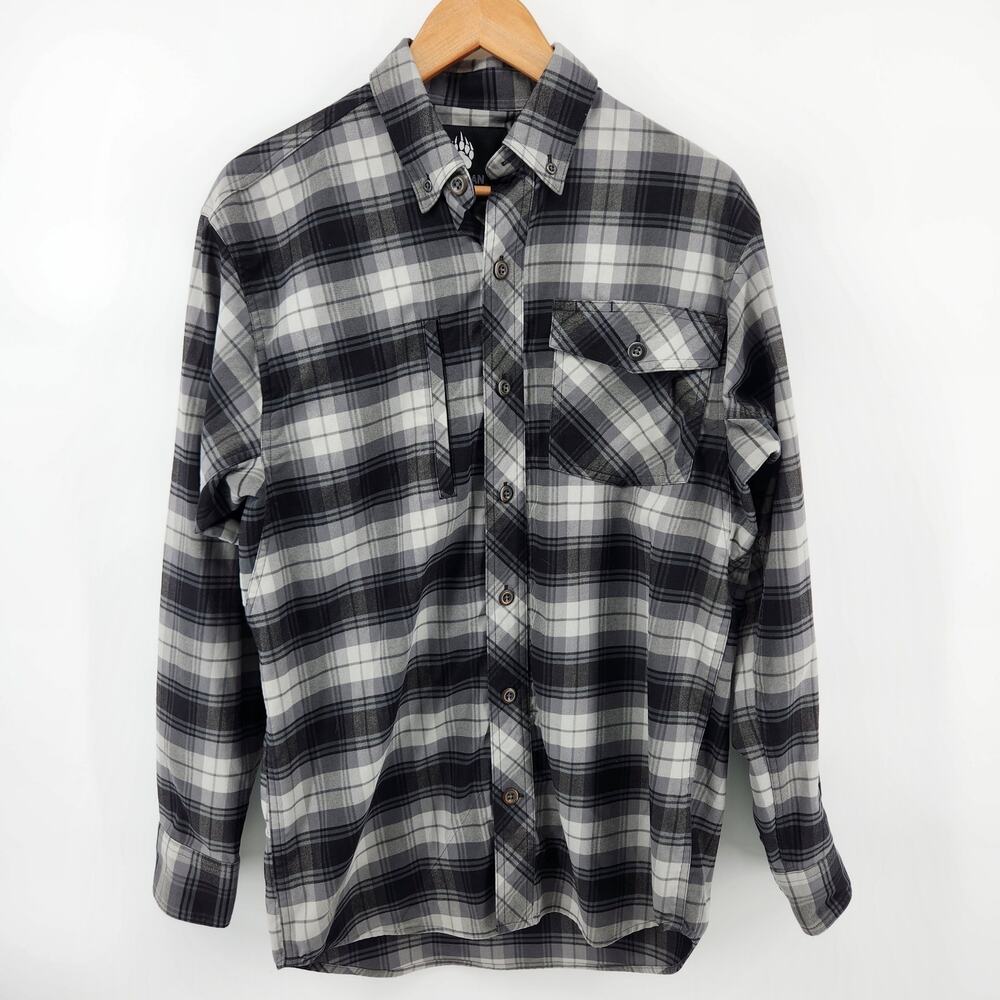 Alaskan Hardgear Men's Small Long Sleeve Shirt Gray Black Plaid